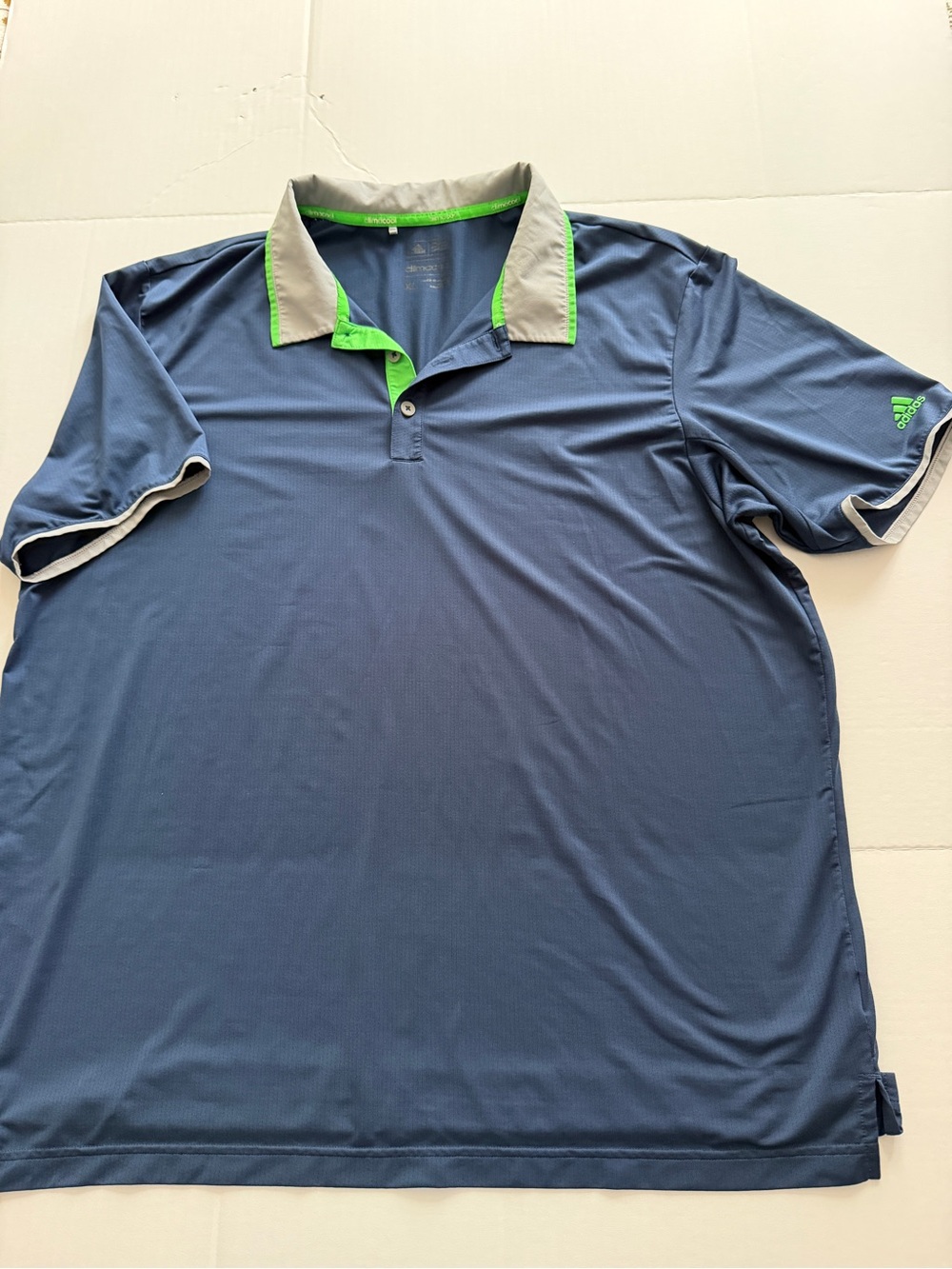 adidas Men's Navy Polo with Lime Contrast Collar